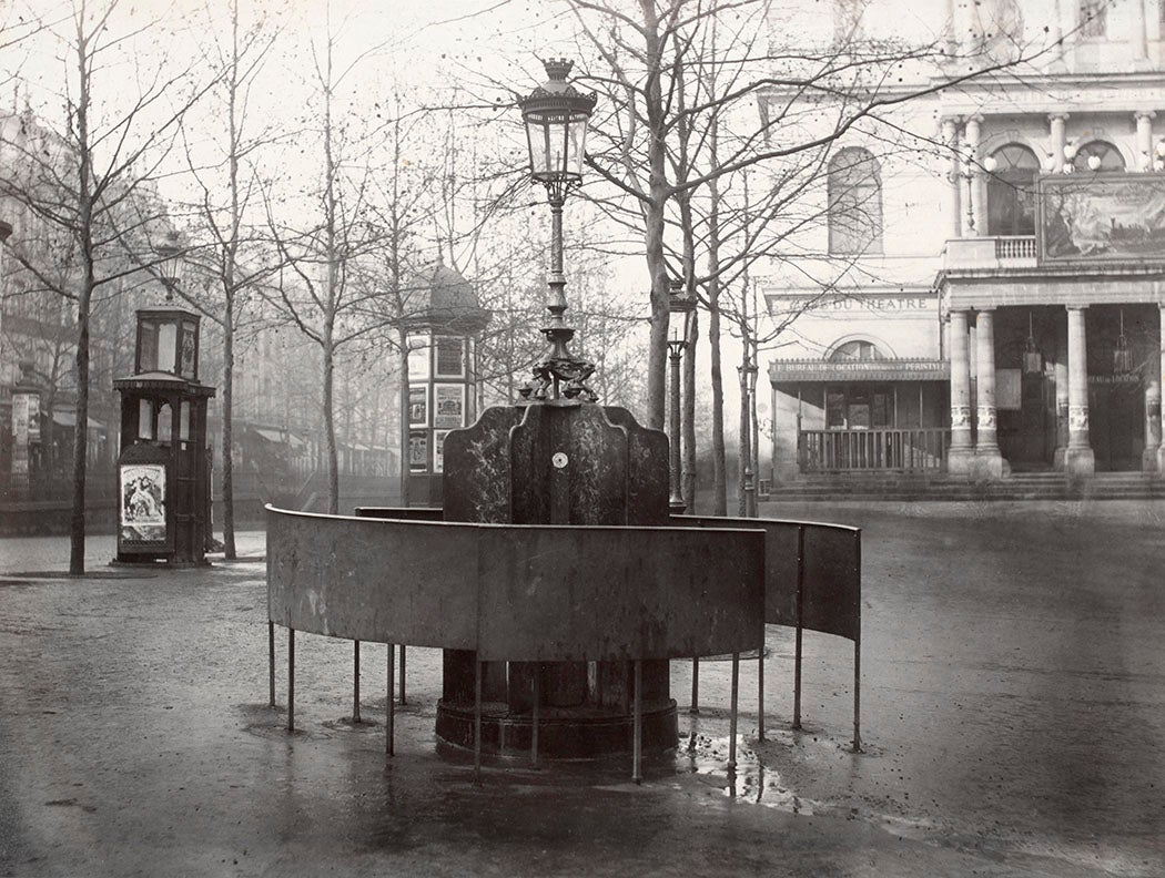 Cast iron urinal with lamp post and lantern, Paris, 1876