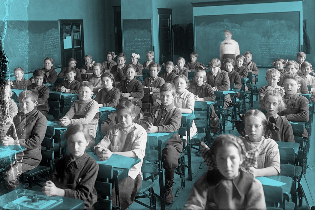 Students sitting in a class in Oregon, ca. 1905
