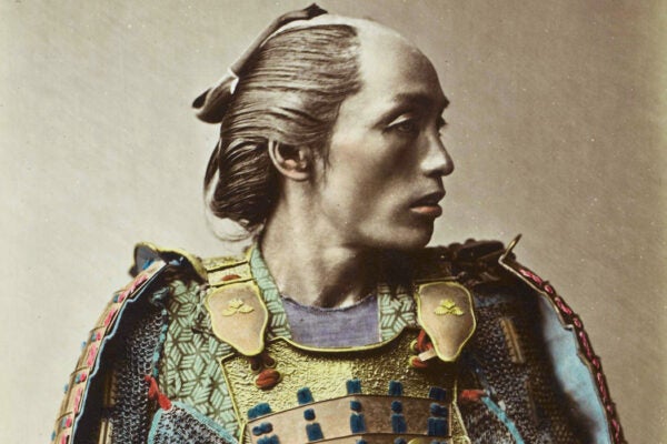 A portrait of a Japanese soldier by Baron Raimund von Stillfried, 1881