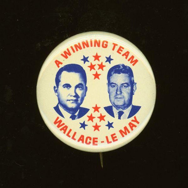 "A Winning Team/Wallace-LeMay" red, white, and blue jugate button.