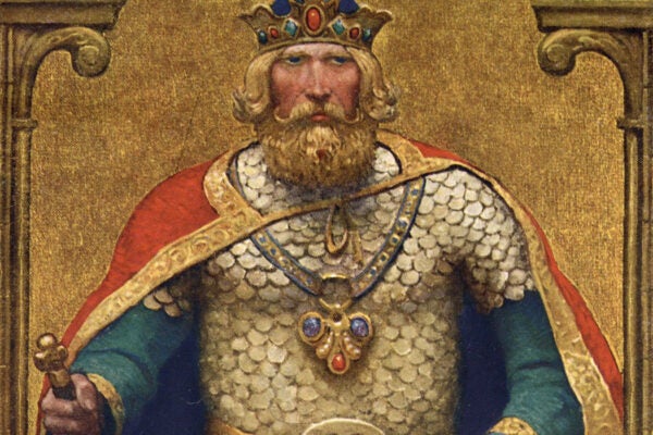An illustration of King Arthur from The Boy's King Arthur, 1922
